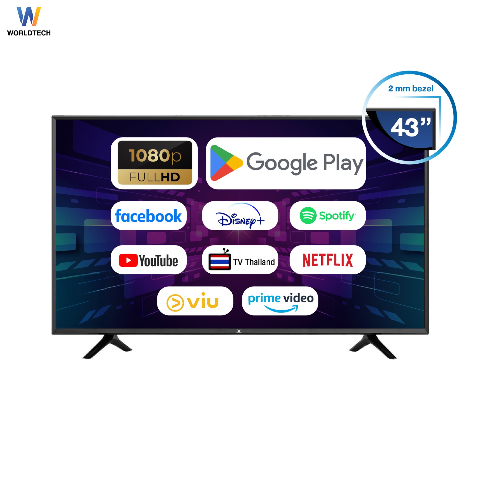 แอลอีดีทีวี 43 นิ้ว Smart WORLDTECH รุ่น WTTVSM43FHD210000A_0